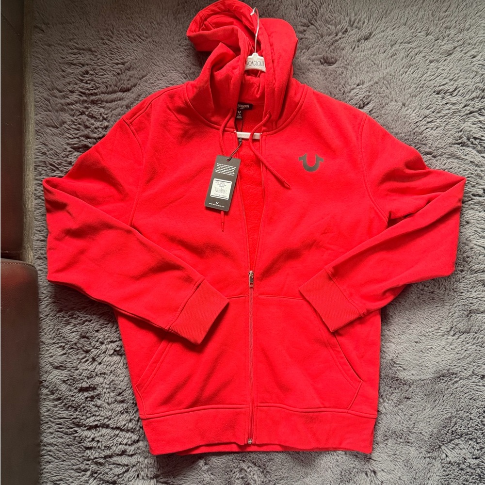 True Religion Bold Red Zip Hoodie